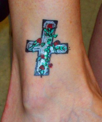 Cross Tattoo On Ankle